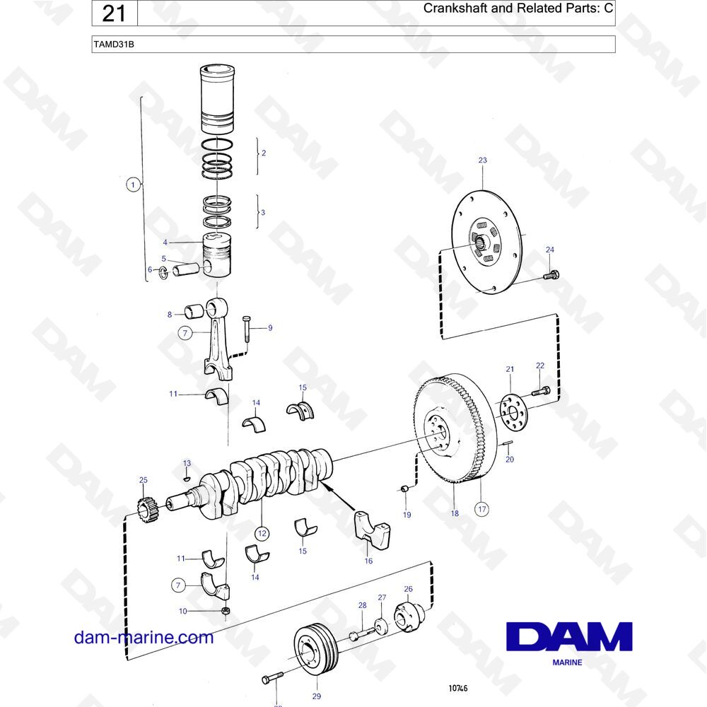 Spare parts and exploded views for Volvo Penta TMD31B Spare parts and exploded views for Volvo Penta TMD31B